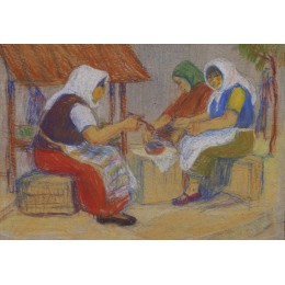 Трошин Николай Cтепанович . Обед. 1930г. 29x20. Бумага, пастель.
